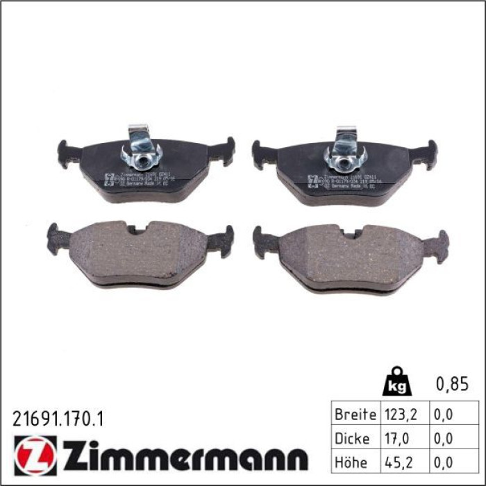 ZIMMERMANN Bremsbeläge 21691.170.1 ZIMMERMANN Bremsbeläge 21691.170.1