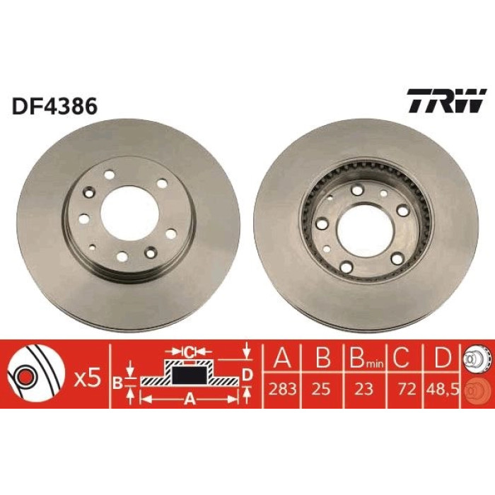 TRW Bremsscheibe Mazda S. 6 DF4386 TRW Bremsscheibe Mazda S. 6 DF4386