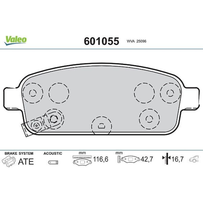 Valeo Bremsbelagsatz 601055 Valeo Bremsbelagsatz 601055