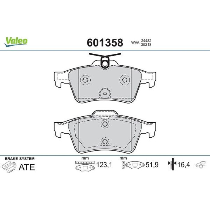 Valeo Bremsbelagsatz 601358 Valeo Bremsbelagsatz 601358