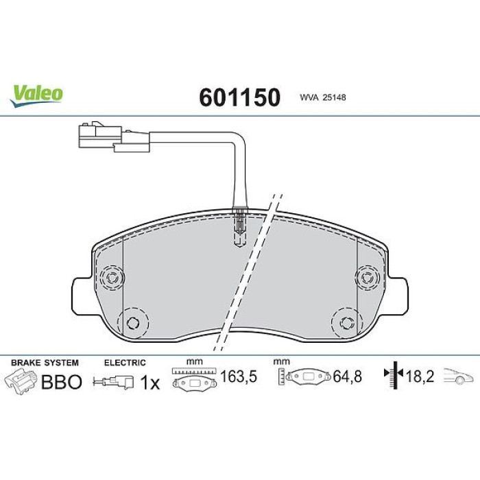 Valeo Bremsbelagsatz 601150 Valeo Bremsbelagsatz 601150