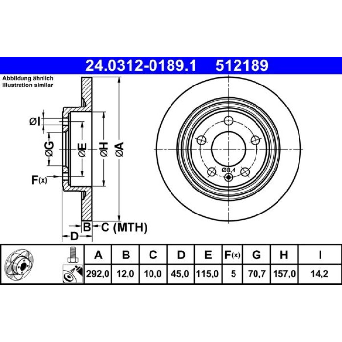 ATE Bremsscheibe Opel Hinterachse Astra/Cascada/Zafira 10- PowerDisc 24.0312-0189.1 ATE Bremsscheibe Opel Hinterachse Astra/Cascada/Zafira 10- PowerDisc 24.0312-0189.1