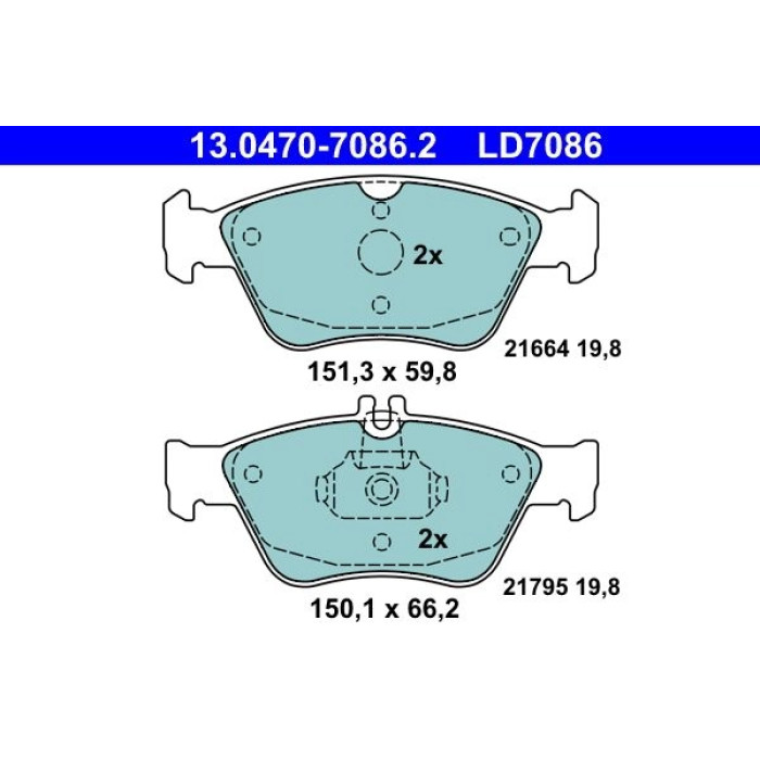 ATE Bremsbelagsatz Mercedes-Benz Vorderachse W202/W210 95-03 Keramik 13.0470-7086.2 ATE Bremsbelagsatz Mercedes-Benz Vorderachse W202/W210 95-03 Keramik 13.0470-7086.2
