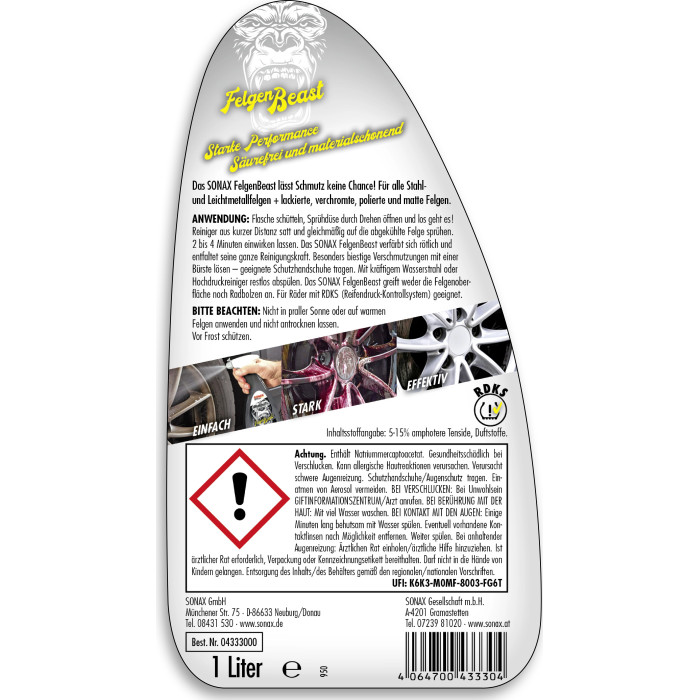 Sonax FelgenBeast Felgenreiniger 1L 04333000 Sonax FelgenBeast Felgenreiniger 1L 04333000