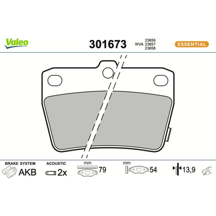 Valeo Bremsbelagsatz 301673 Valeo Bremsbelagsatz 301673
