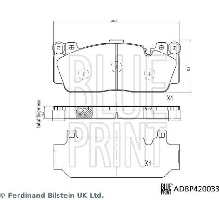 BLUE PRINT Bremsbelagsatz, Scheibenbremse ADBP420033 BLUE PRINT Bremsbelagsatz, Scheibenbremse ADBP420033