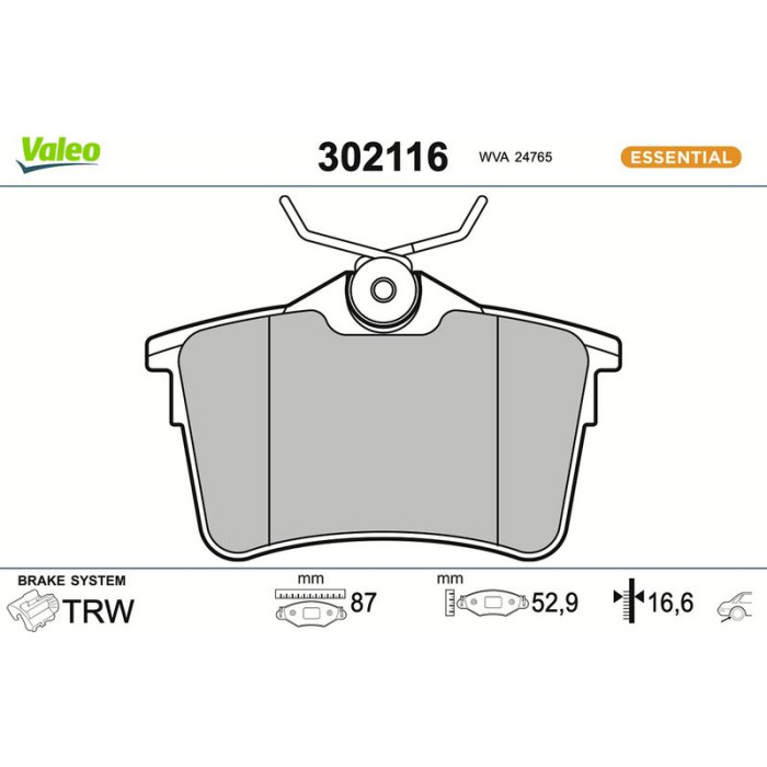 Valeo Bremsbelagsatz 302116 Valeo Bremsbelagsatz 302116