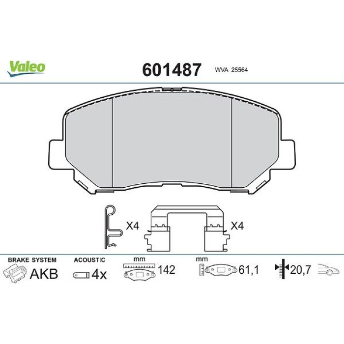 Valeo Bremsbelagsatz 601487 Valeo Bremsbelagsatz 601487