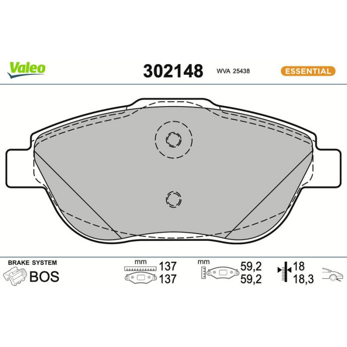 Valeo Bremsbelagsatz 302148 Valeo Bremsbelagsatz 302148