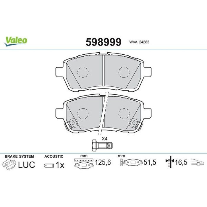 Valeo Bremsbelagsatz 598999 Valeo Bremsbelagsatz 598999