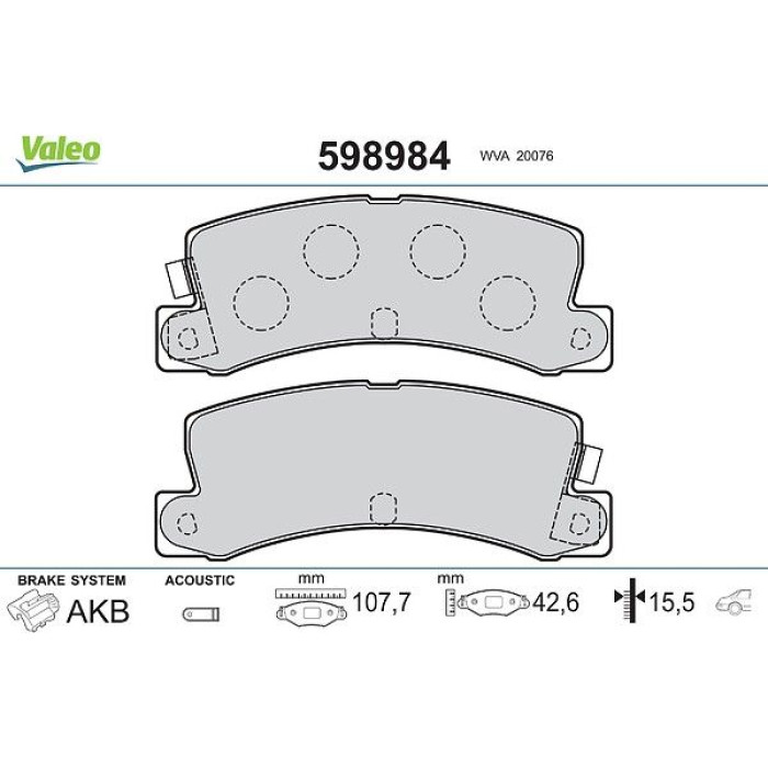 Valeo Bremsbelagsatz 598984 Valeo Bremsbelagsatz 598984