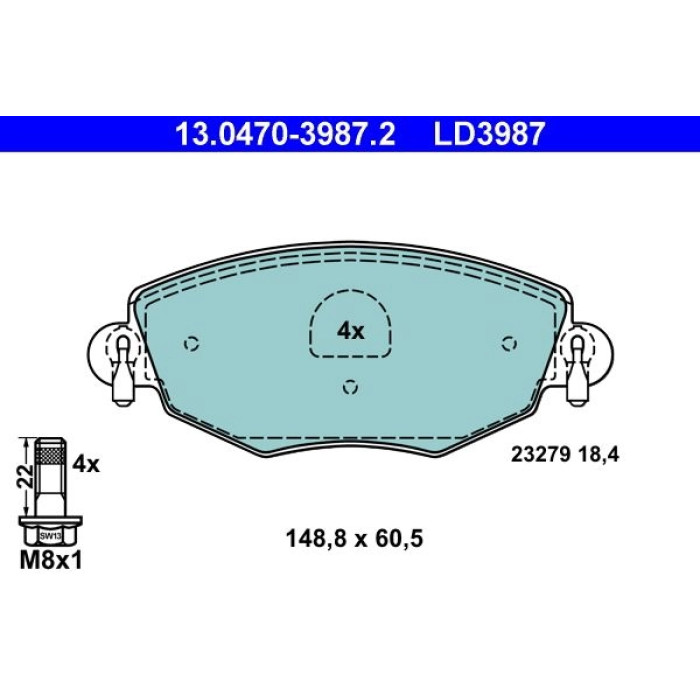 ATE Bremsbelagsatz Ford Vorderachse Mondeo 1.8-3.0 00-07 Keramik 13.0470-3987.2