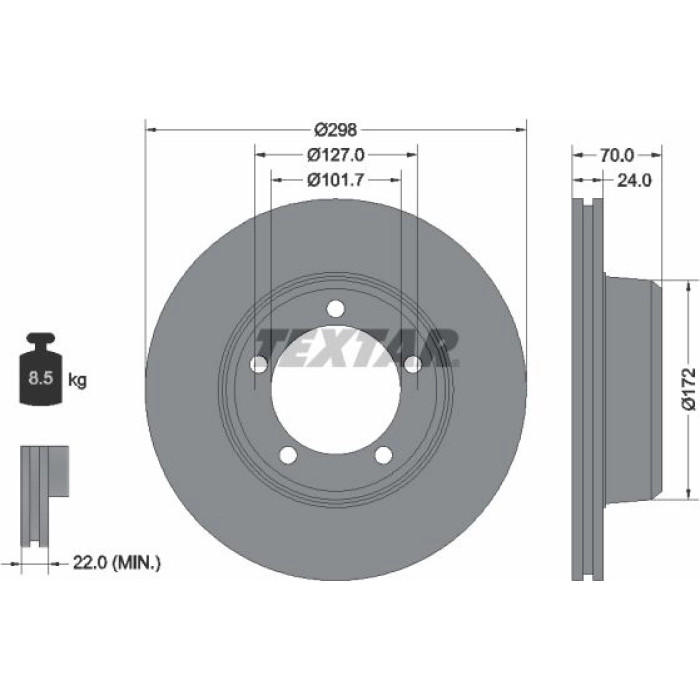 Textar Bremsscheibe 92061300 – 298 x 24 mm