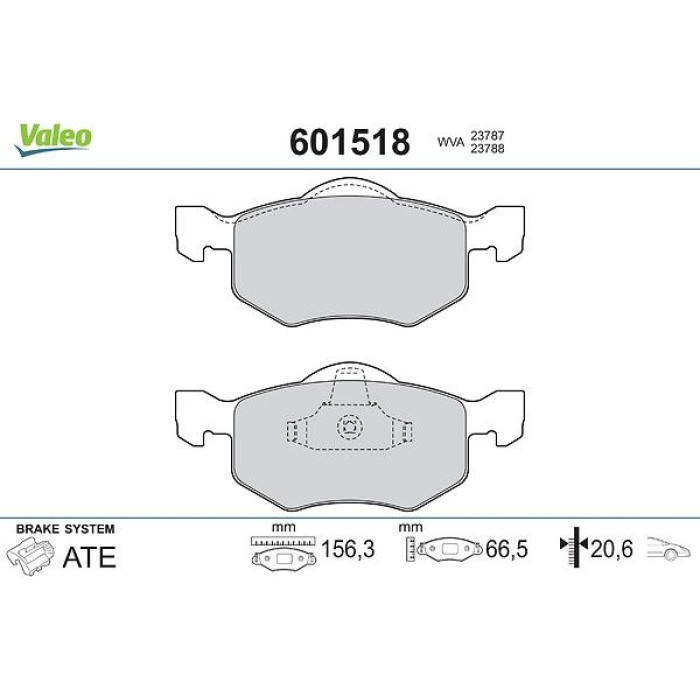 Valeo Bremsbelagsatz 601518 Valeo Bremsbelagsatz 601518