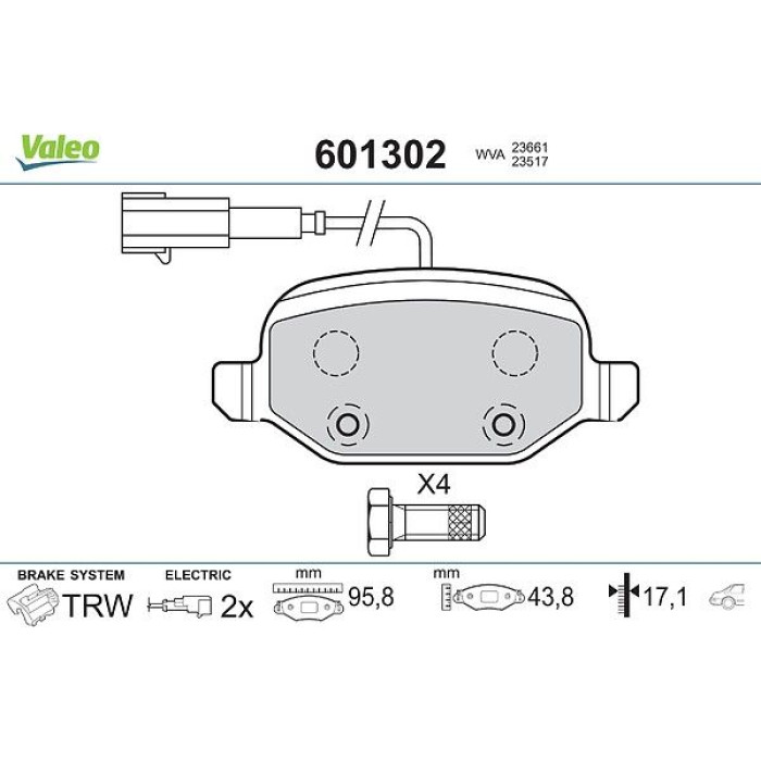 Valeo Bremsbelagsatz 601302 Valeo Bremsbelagsatz 601302