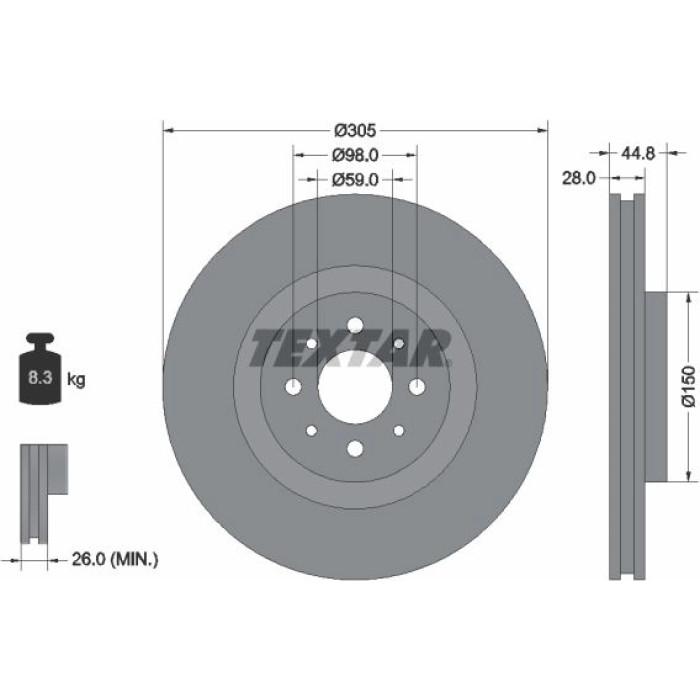 Textar Bremsscheibe 92228503 Textar Bremsscheibe 92228503