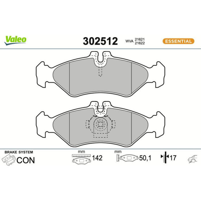 Valeo Bremsbelagsatz 302512 Valeo Bremsbelagsatz 302512