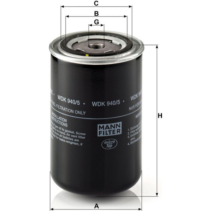 WDK 940/5 MANN-FILTER Kraftstofffilter LKW 940/5 WDK 940/5 MANN-FILTER Kraftstofffilter LKW 940/5