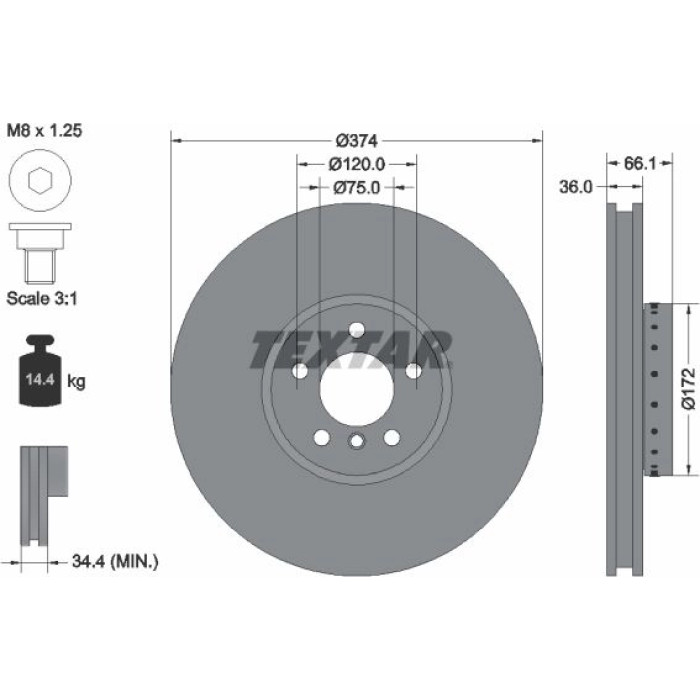 Textar Bremsscheibe 92266325 – rechts Textar Bremsscheibe 92266325 – rechts