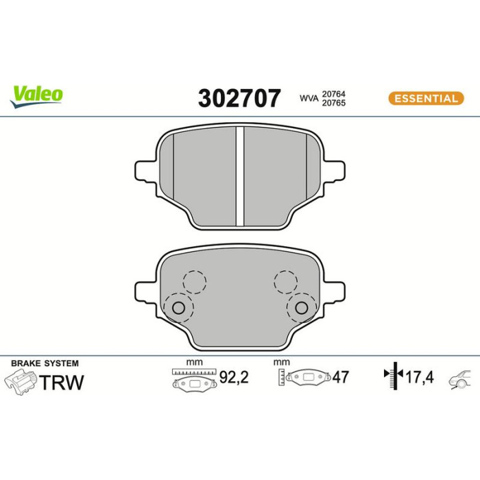 Valeo Bremsbelagsatz 302707 Valeo Bremsbelagsatz 302707