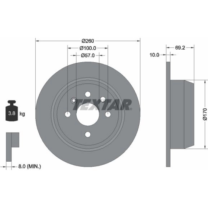 Textar Bremsscheibe 92057000 Textar Bremsscheibe 92057000