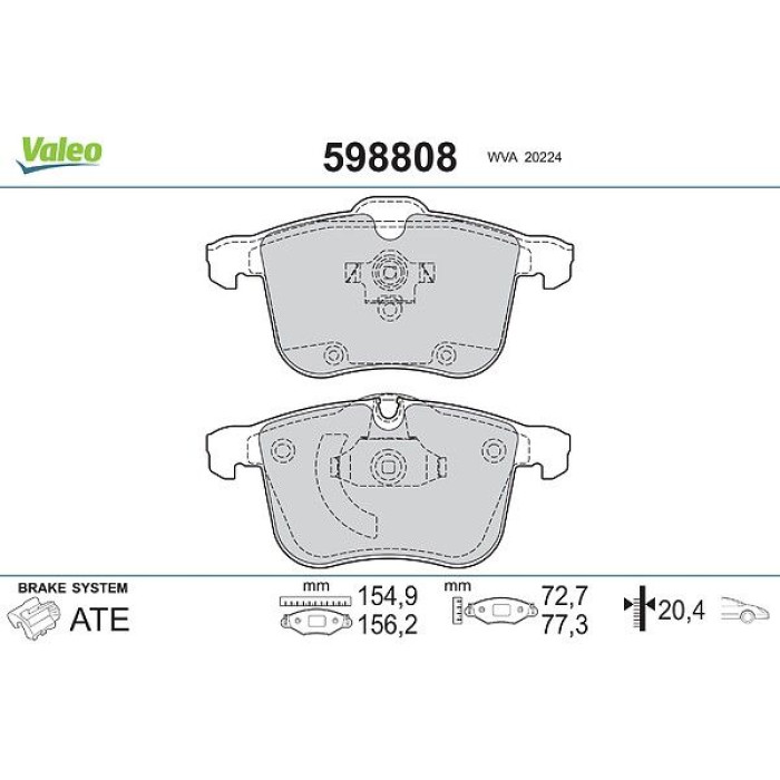 Valeo Bremsbelagsatz 598808 Valeo Bremsbelagsatz 598808