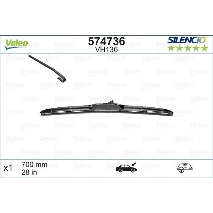 574736 Valeo VM136 Silencio Hblade (1x) 574736 574736 Valeo VM136 Silencio Hblade (1x) 574736