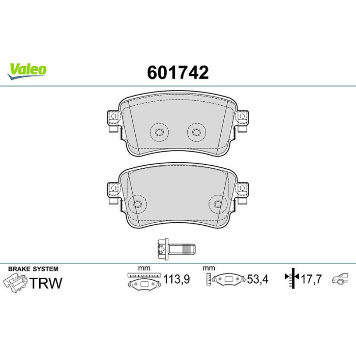 Valeo Bremsbelagsatz 601742 Valeo Bremsbelagsatz 601742