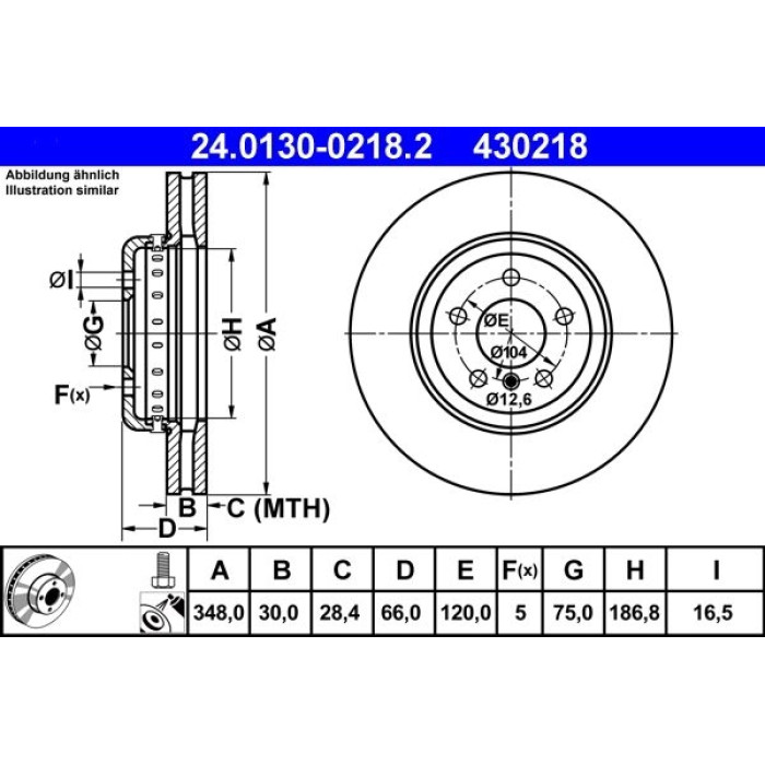ATE Bremsscheibe BMW S. 5 (F10/F11) 10 24.0130-0218.2
