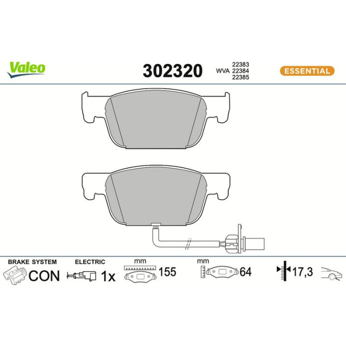 Valeo Bremsbelagsatz 302320 Valeo Bremsbelagsatz 302320