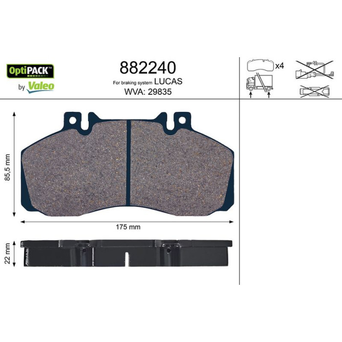 Valeo Bremsbelagsatz 882240 Valeo Bremsbelagsatz 882240