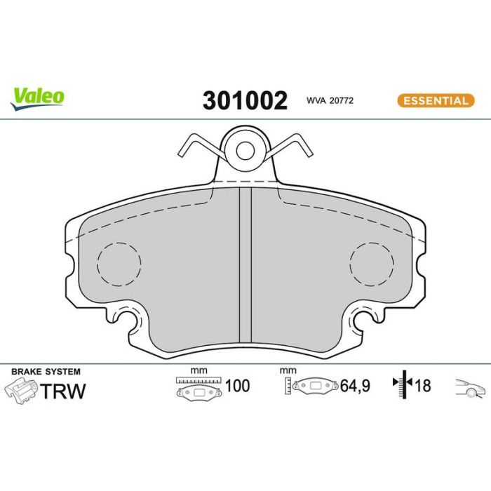 Valeo Bremsbelagsatz 301002 Valeo Bremsbelagsatz 301002