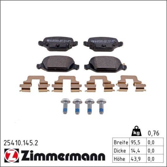 ZIMMERMANN Bremsbeläge 25410.145.2 ZIMMERMANN Bremsbeläge 25410.145.2