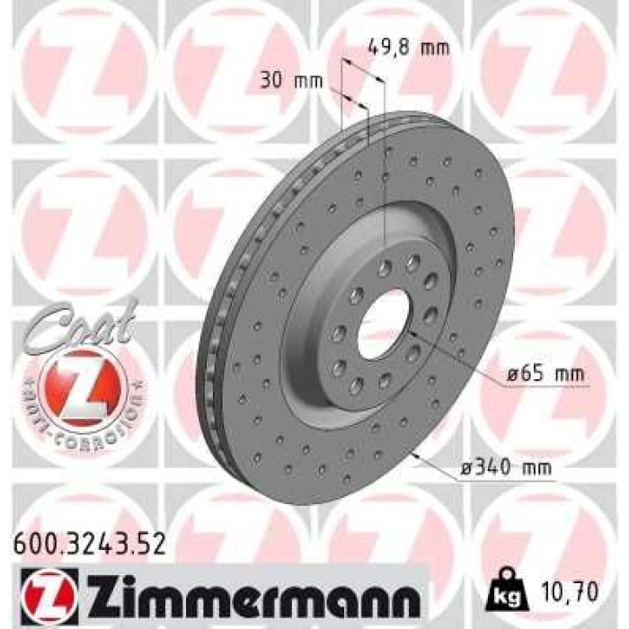 Zimmermann 17 481 053 Sport Bremsscheibe Vorderachse Sport 600.3243.52 Zimmermann 17 481 053 Sport Bremsscheibe Vorderachse Sport 600.3243.52