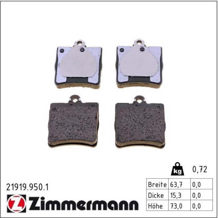 ZIMMERMANN Bremsbelagsatz, Scheibenbremse 21919.950.1 ZIMMERMANN Bremsbelagsatz, Scheibenbremse 21919.950.1