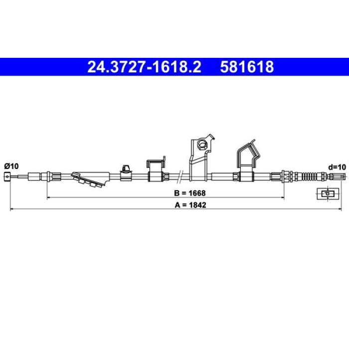 ATE Handbremsseil 24.3727-1618.2 ATE Handbremsseil 24.3727-1618.2