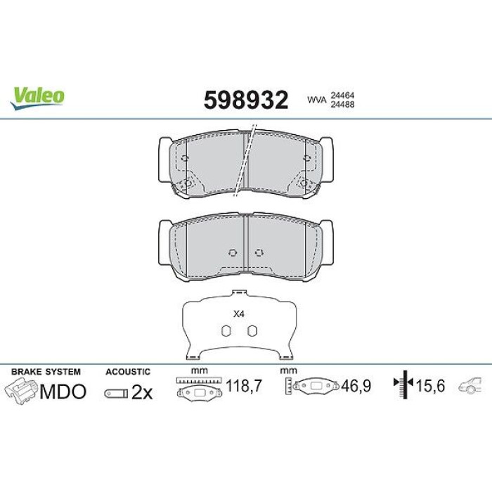 Valeo Bremsbelagsatz 598932 Valeo Bremsbelagsatz 598932