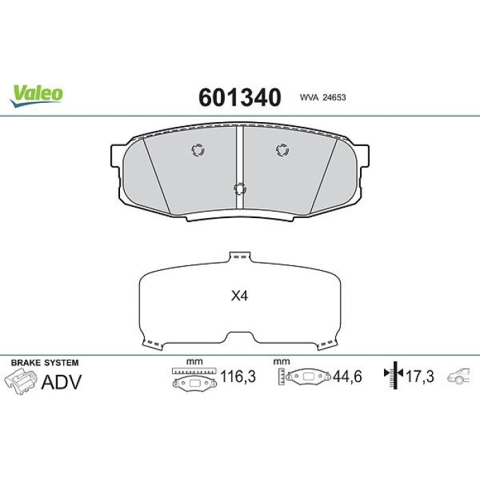 Valeo Bremsbelagsatz 601340 Valeo Bremsbelagsatz 601340
