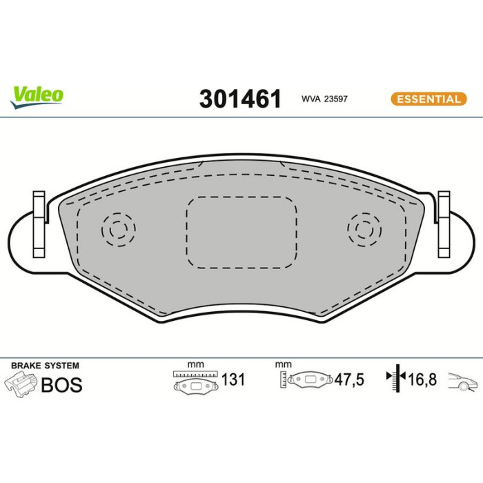 301461 Valeo Bremsbelagsatz 301461 301461 Valeo Bremsbelagsatz 301461