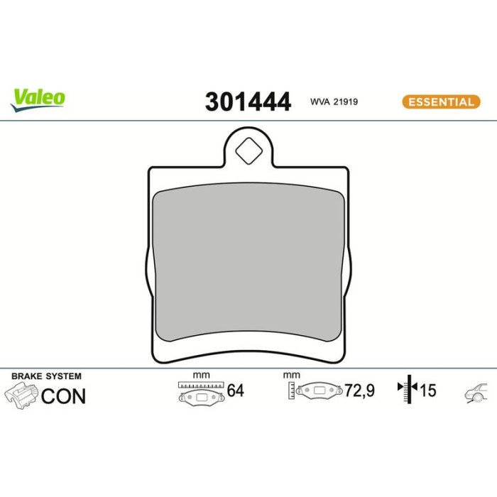 Valeo Bremsbelagsatz 301444 Valeo Bremsbelagsatz 301444