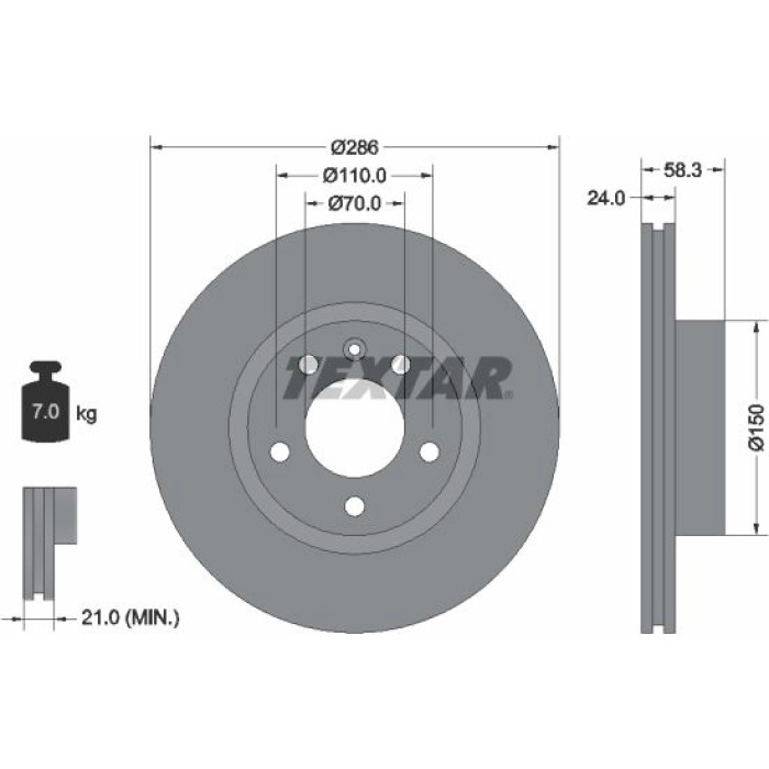 92066903 Textar Bremsscheibe 92066903 92066903 Textar Bremsscheibe 92066903