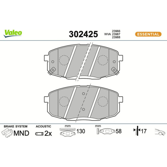 302425 Valeo Bremsbelagsatz 302425 302425 Valeo Bremsbelagsatz 302425