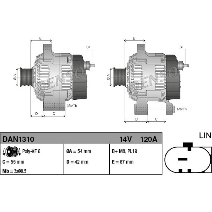 Denso Lichtmaschine DAN1310 Denso Lichtmaschine DAN1310
