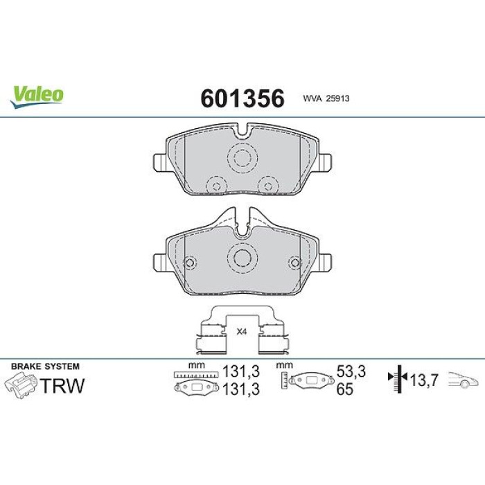 Valeo Bremsbelagsatz 601356 Valeo Bremsbelagsatz 601356