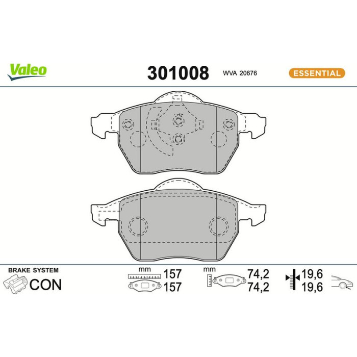301008 Valeo Bremsbelagsatz 301008 301008 Valeo Bremsbelagsatz 301008
