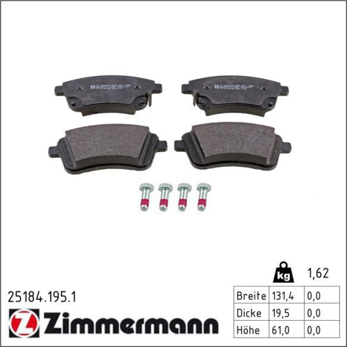 ZIMMERMANN Bremsbeläge 25184.195.1