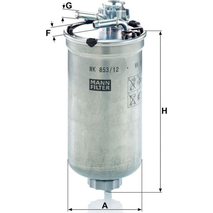 MANN-FILTER Kraftstofffilter WK 853/12 MANN-FILTER Kraftstofffilter WK 853/12