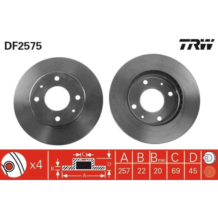 TRW Bremsscheibe DF2575 TRW Bremsscheibe DF2575