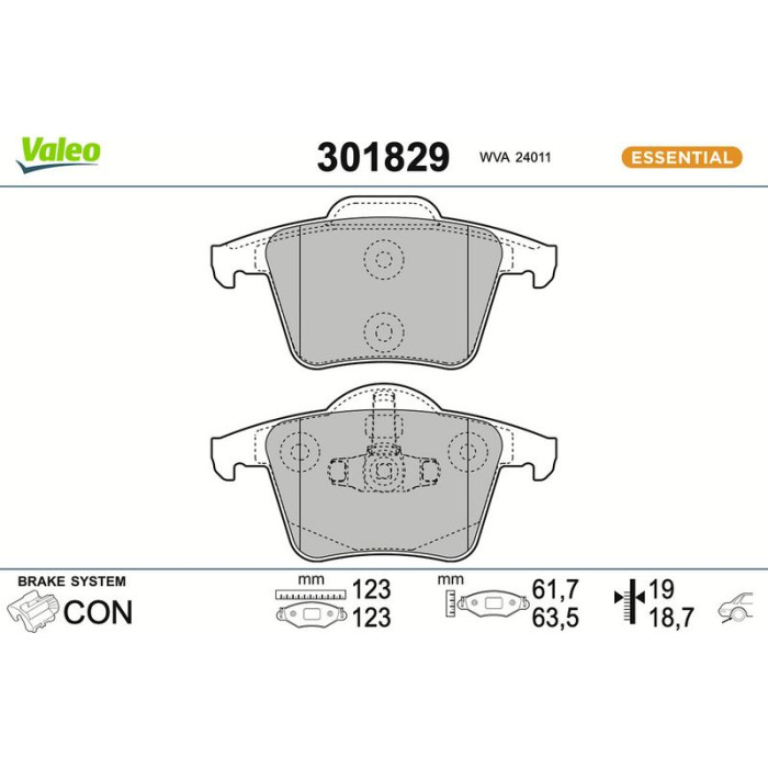 Valeo Bremsbelagsatz 301829 Valeo Bremsbelagsatz 301829