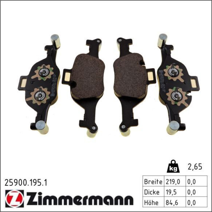 ZIMMERMANN Bremsbelagsatz, Scheibenbremse 25900.195.1 ZIMMERMANN Bremsbelagsatz, Scheibenbremse 25900.195.1